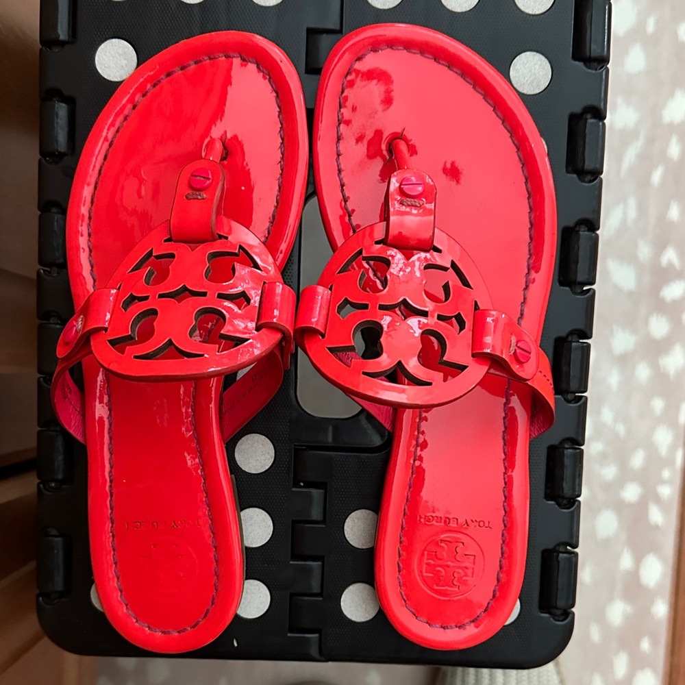 Tory Burch Patent Hot Pink Miller Sandals size 5